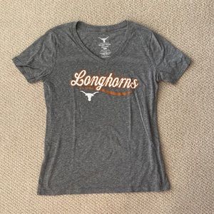 Texas Longhorns Women’s Fitted V-Neck T-Shirt Grey Spirit Shirt Blouse Like New